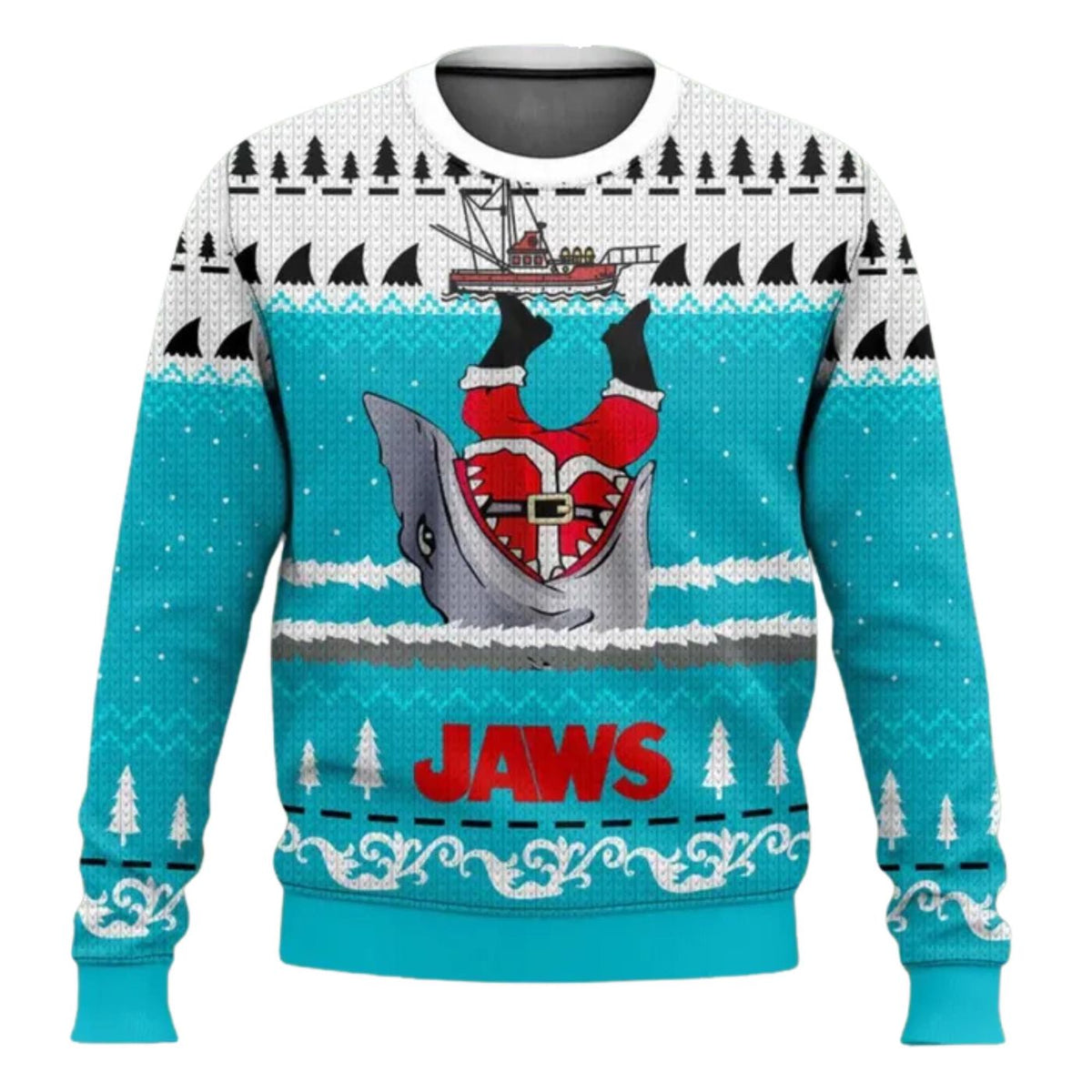 Santa Shark Christmas Sweater Funny Ocean Ugly Xmas Jumper Holiday Movie Gift