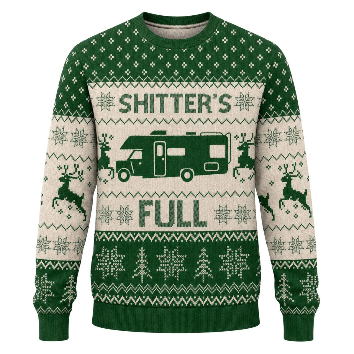 Shitter's Full RV Christmas Sweater, Funny Camper Ugly Holiday Pullover, Unisex Gift