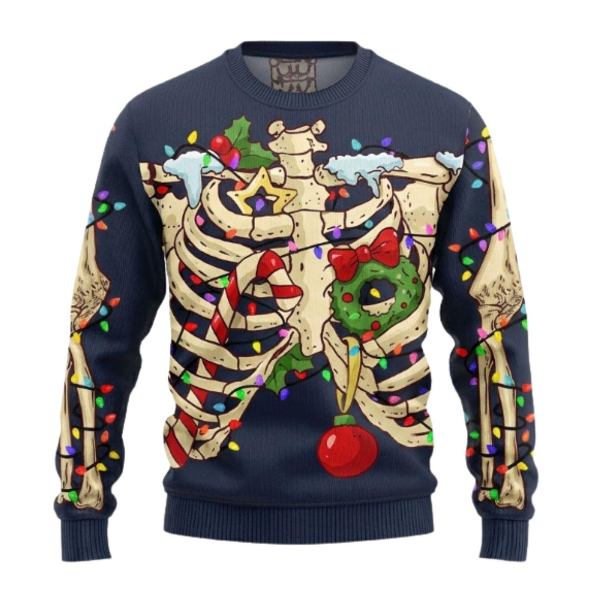 Skeleton Christmas Sweatshirt, Funny Ugly Xmas Sweater, Unisex Holiday Pullover Gift