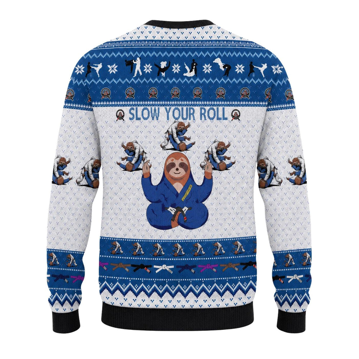 Sloth Jiu Jitsu Ugly Christmas Sweater, Funny BJJ Knitted Jumper, Unisex Xmas Gift
