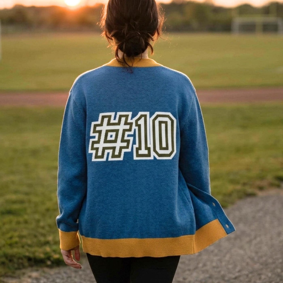 Soccer Cardigan, Personalized Cotton Blend Knit with Custom Initial Number