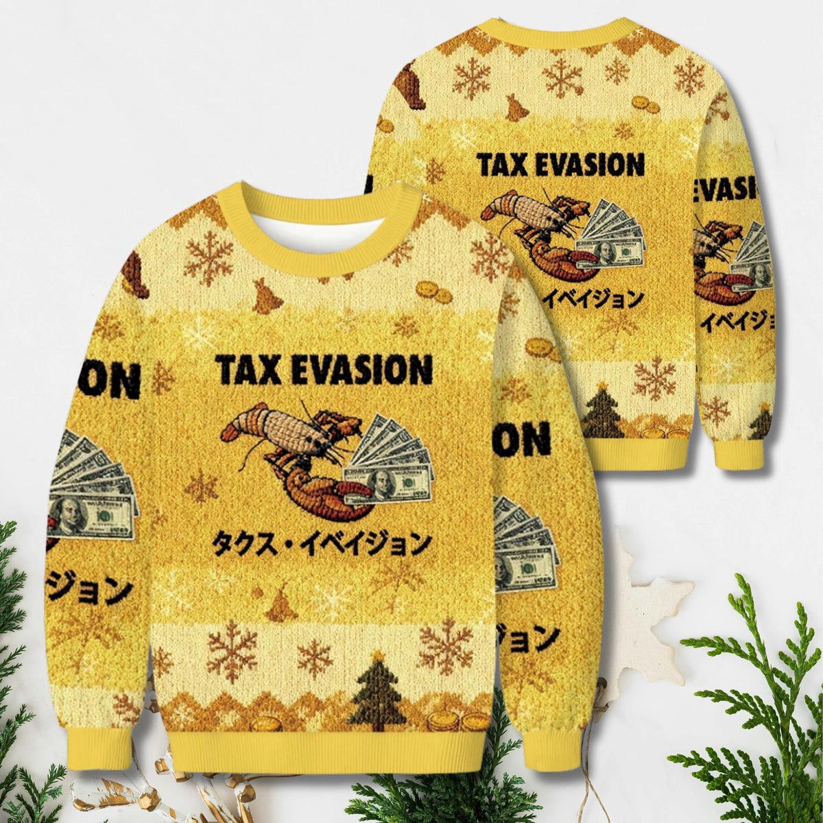 Tax Evasion Lobster Christmas Sweater Unisex Funny Winter Pullover