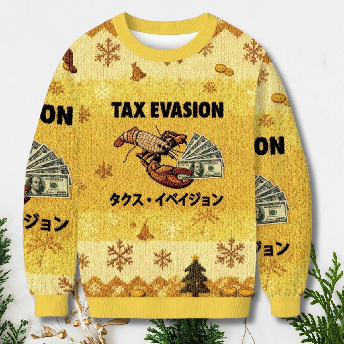 Tax Evasion Lobster Christmas Sweater Unisex Funny Winter Pullover