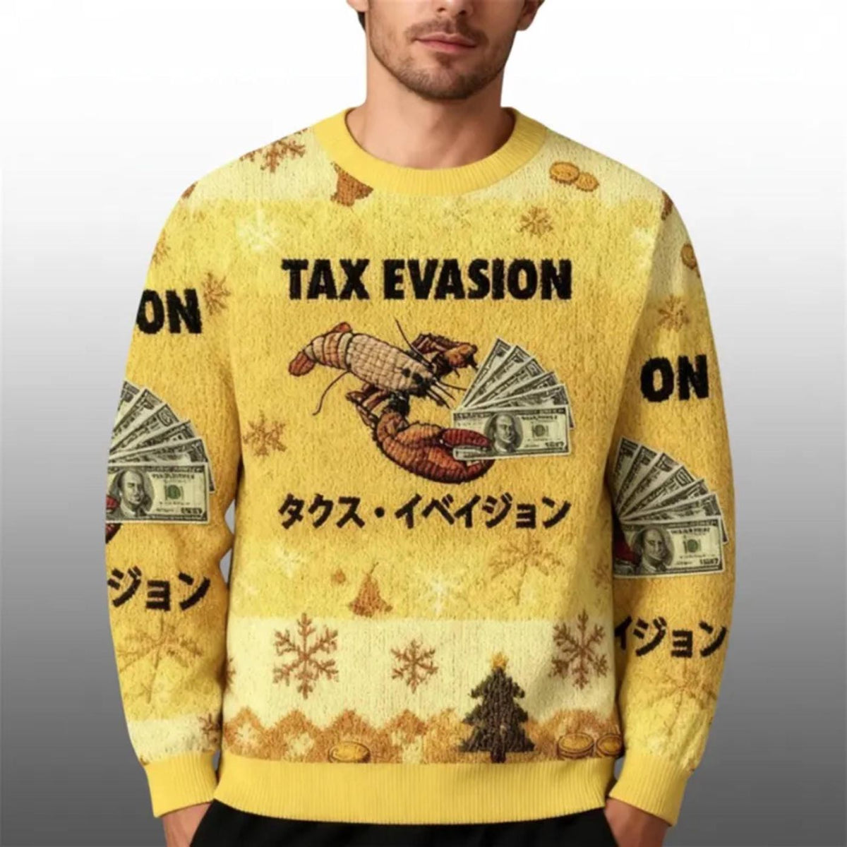 Tax Evasion Lobster Christmas Sweater Unisex Funny Winter Pullover