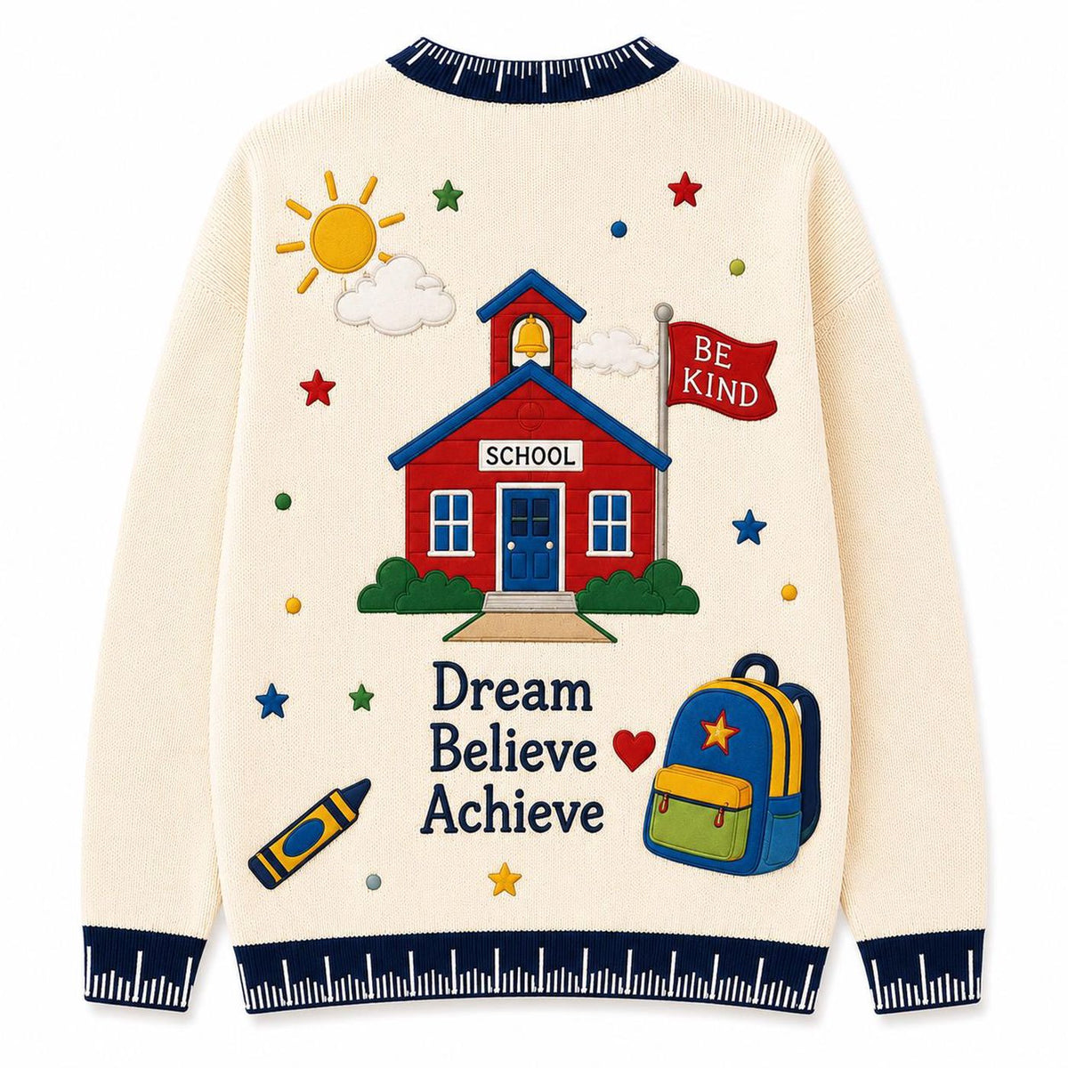 Teacher Name Knitted Cardigan Kindergarten Back to School Apple Sweater