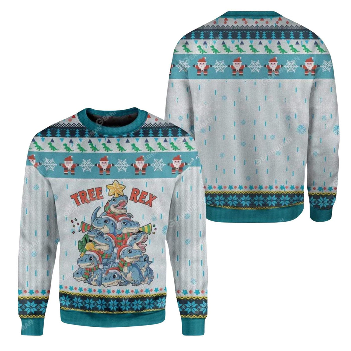 Tree Rex Dinosaur Ugly Christmas Sweater, Funny T Rex Holiday Jumper, Unisex Gift