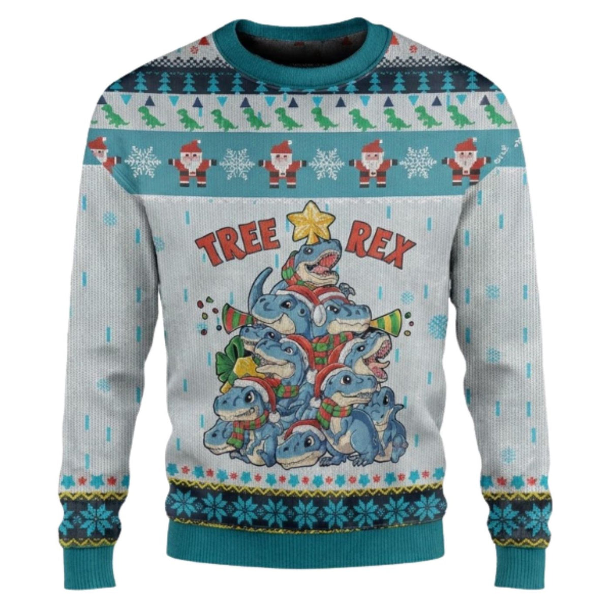 Tree Rex Dinosaur Ugly Christmas Sweater, Funny T Rex Holiday Jumper, Unisex Gift