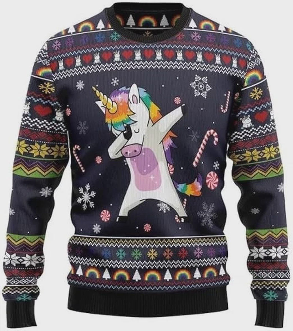 Unicorn Dab Ugly Christmas Sweater Funny Unisex Xmas Party Dabbing Sweatshirt