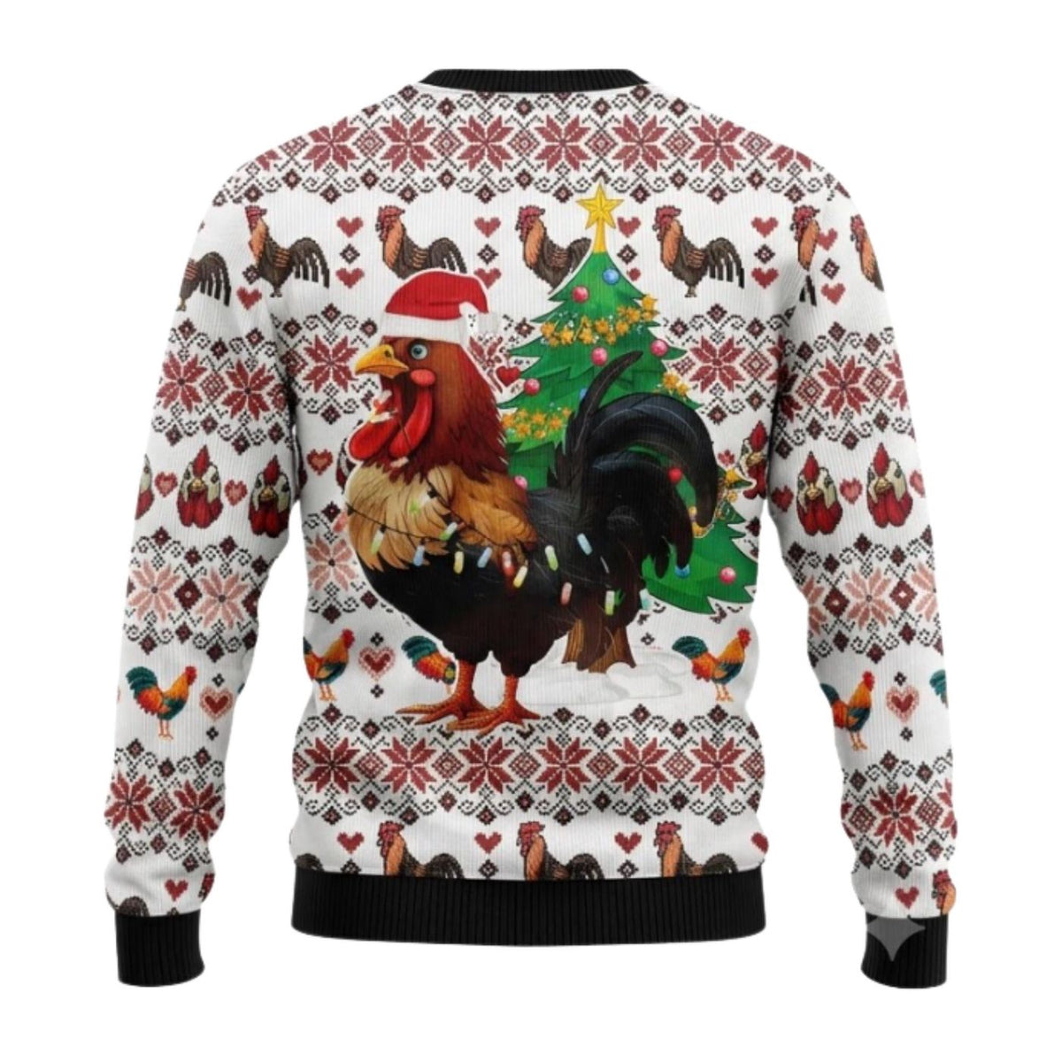 Unisex Christmas Rooster Ugly Sweater, Funny Chicken Holiday Pullover for Men Women