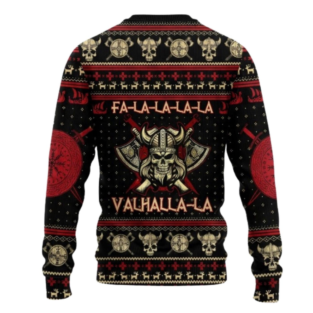 Viking Christmas Sweater Fa La La Valhalla Ugly Holiday Jumper Norse Warrior Gift