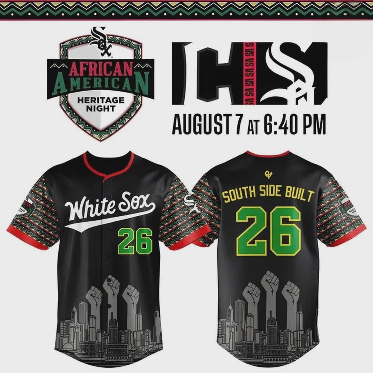White Sox x African American Heritage Night 2026 Baseball Jersey