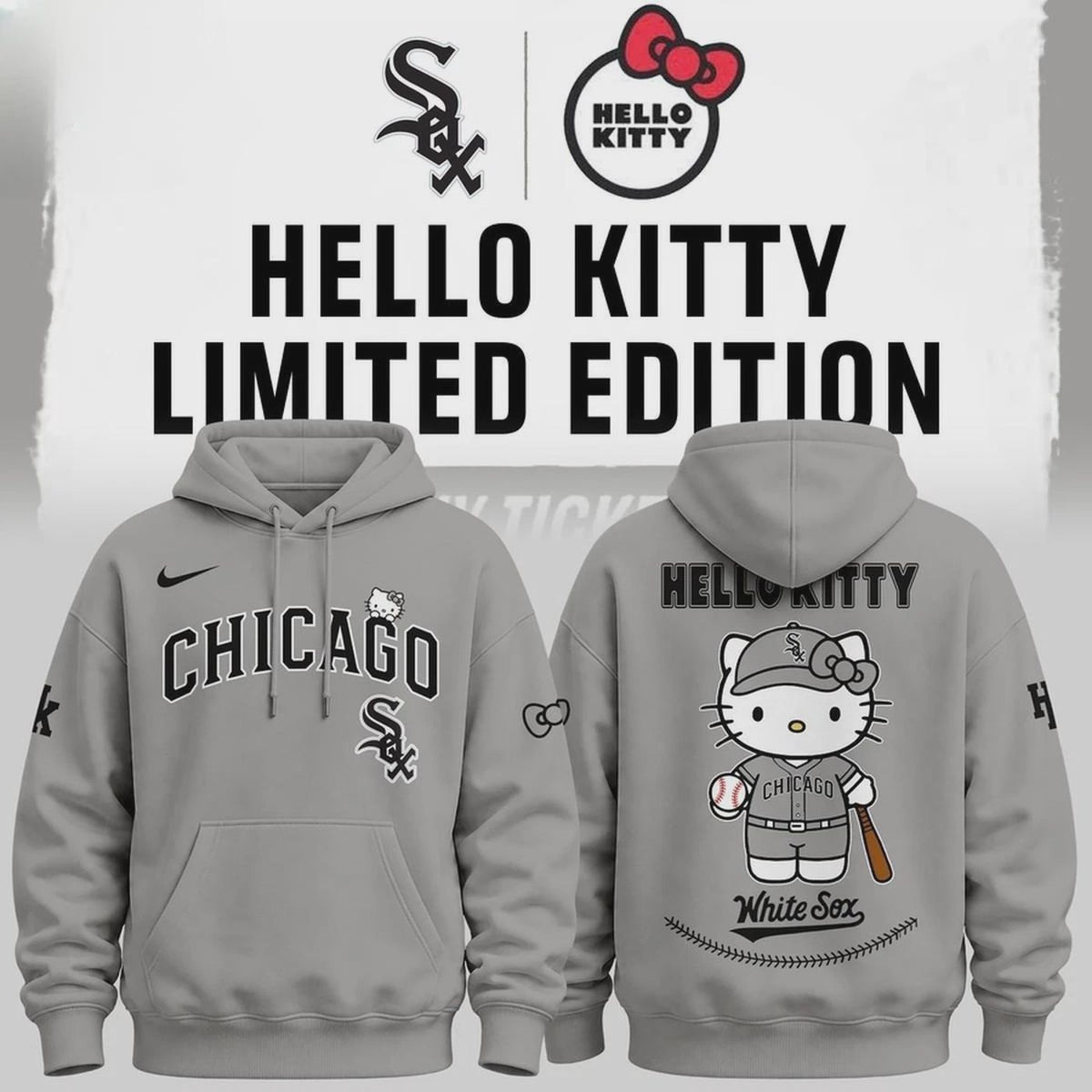 White Sox x Hello Kitty Night 2026 Gray Hoodie