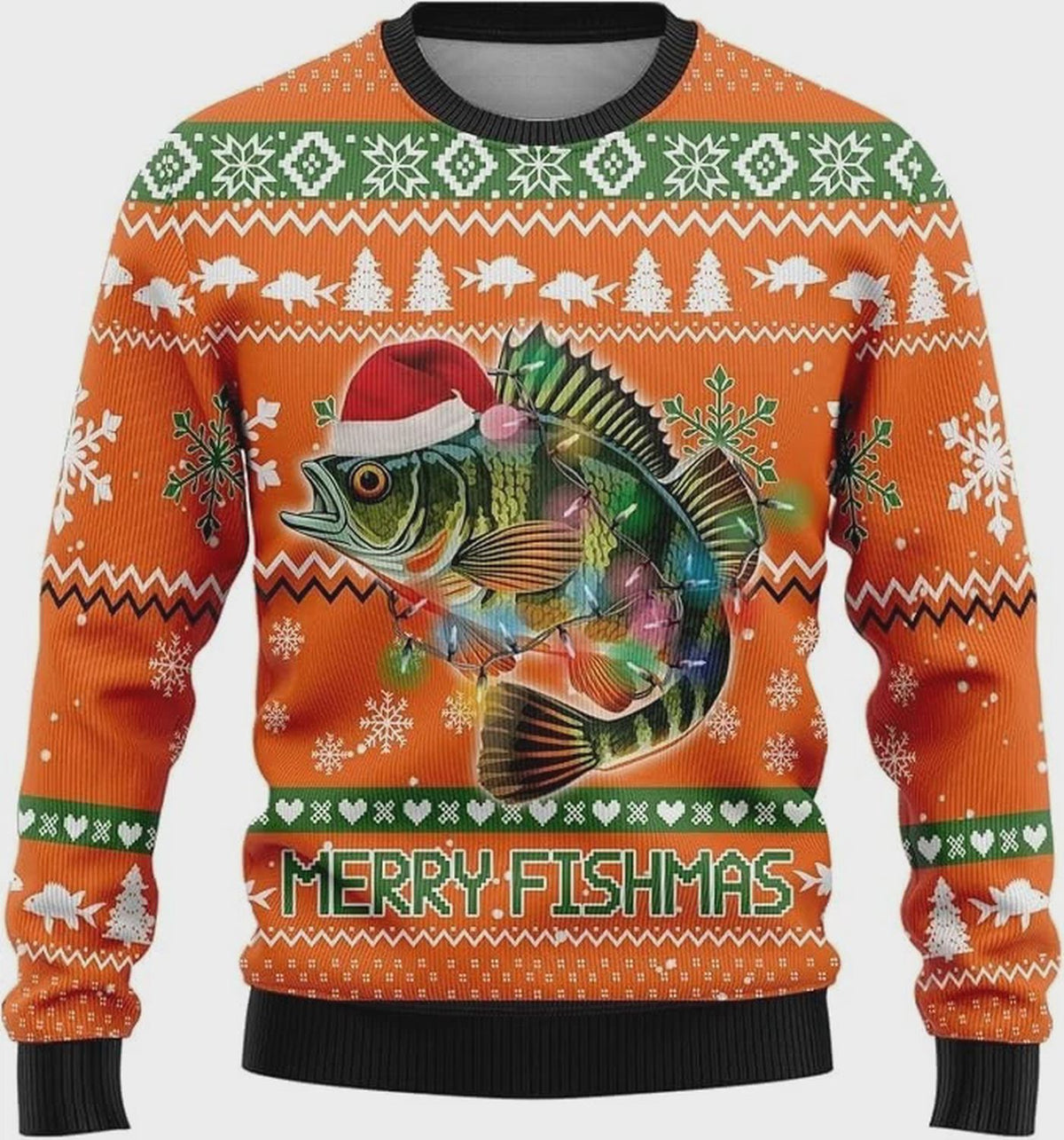 Xmas Fish Ugly Christmas Sweater Fishing Lovers Funny Unisex Holiday Sweatshirt