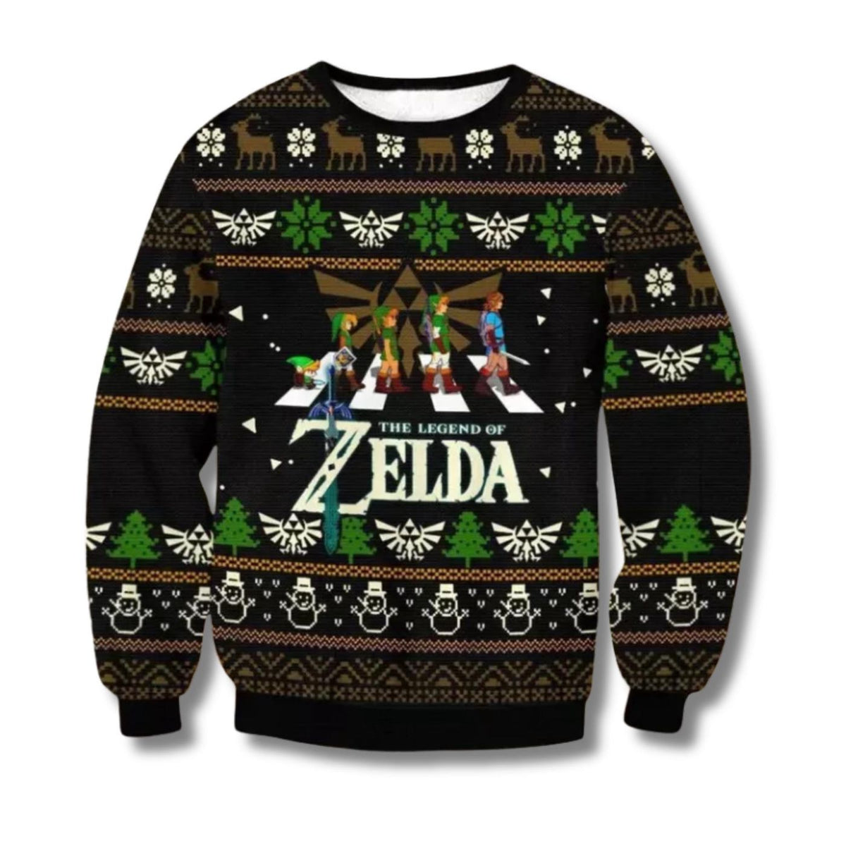 Zelda Ugly Christmas Sweater Black Gamer Jumper Retro Elf Geeky Nerd Gift